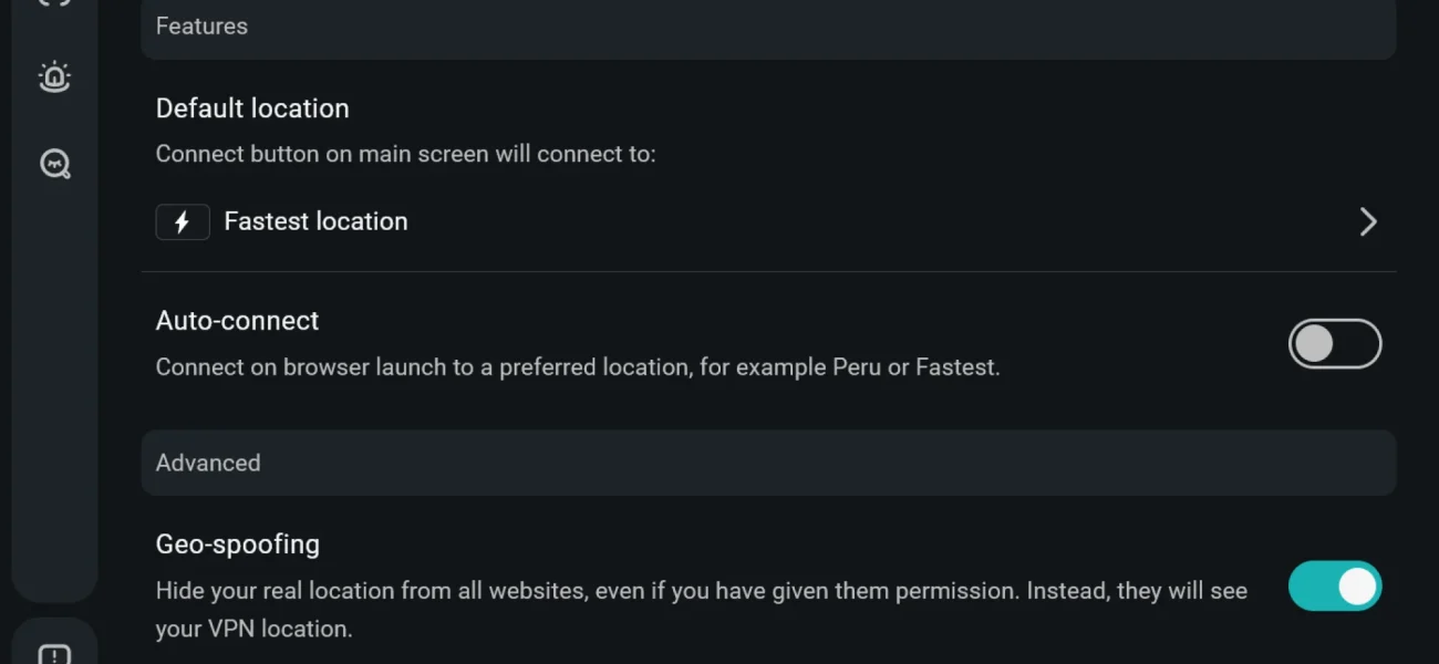 WebRTC protection toggle in Surfshark VPN